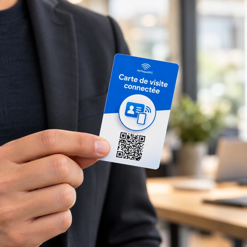 Carte de visite NFC MyPlaqueNFC tenue en main