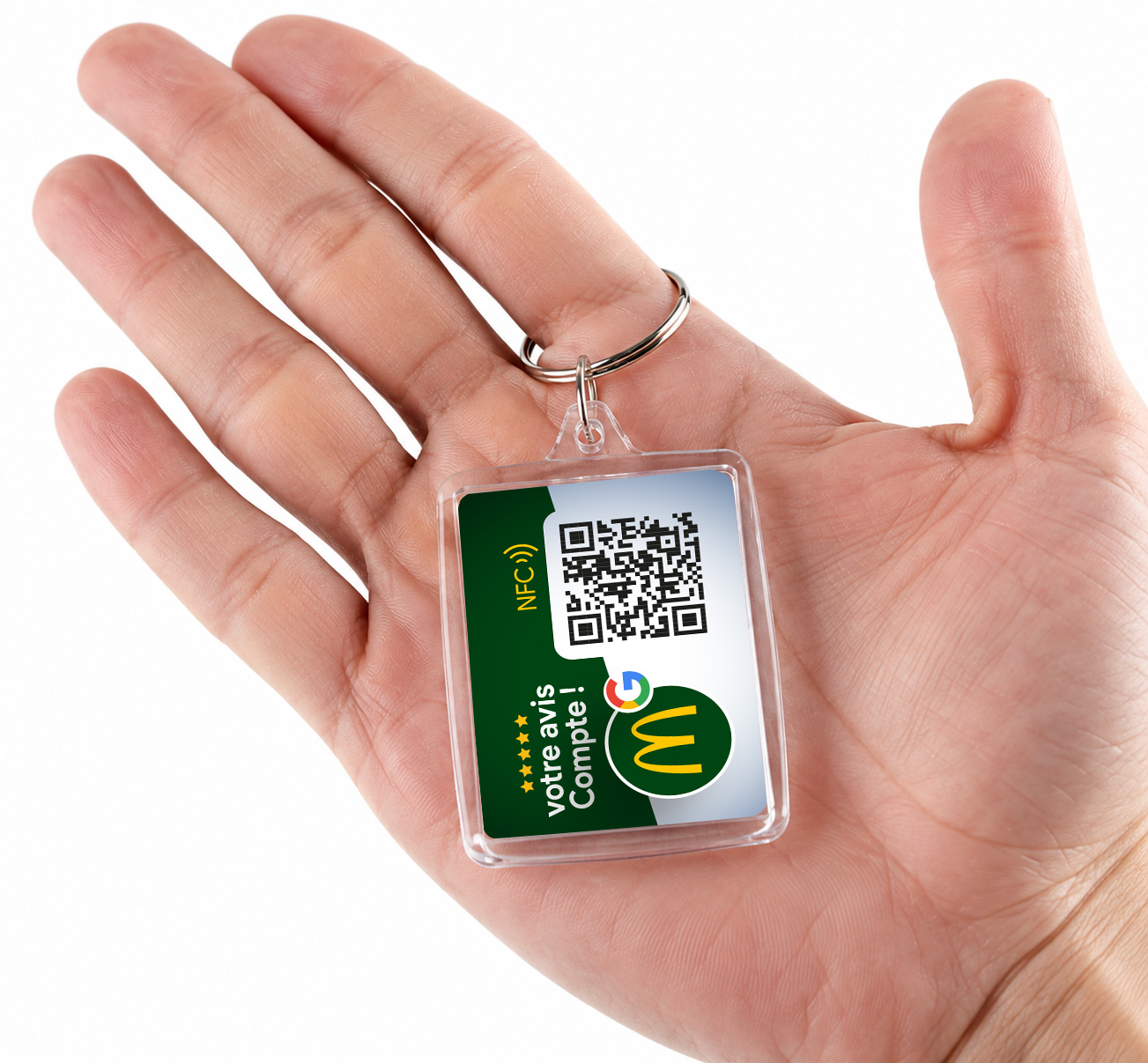 porte-clé NFC personnalisé avec logo et QR code